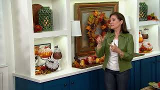 Set of 2 Illuminated Mercury Glass Beaded Pumpkins by Valerie on QVC