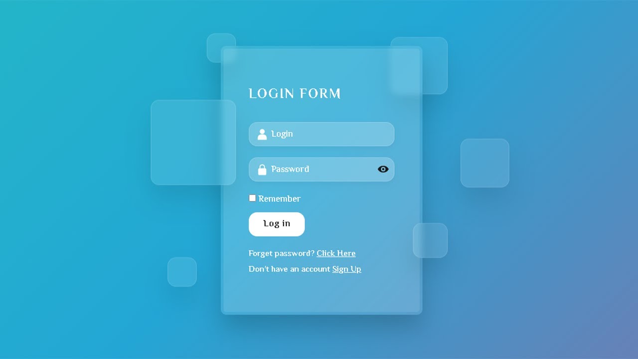 Glassmorphism Login Form using Html & CSS | Login Form UI Design CSS