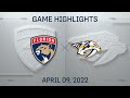 NHL Highlights | Panthers vs. Predators - Apr. 9, 2022