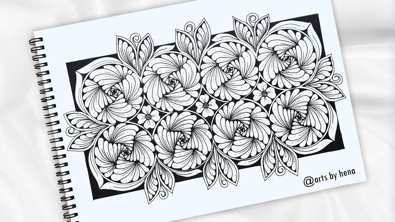 Step by Step Guide to Drawing the Easy Flower Zentangle Pattern