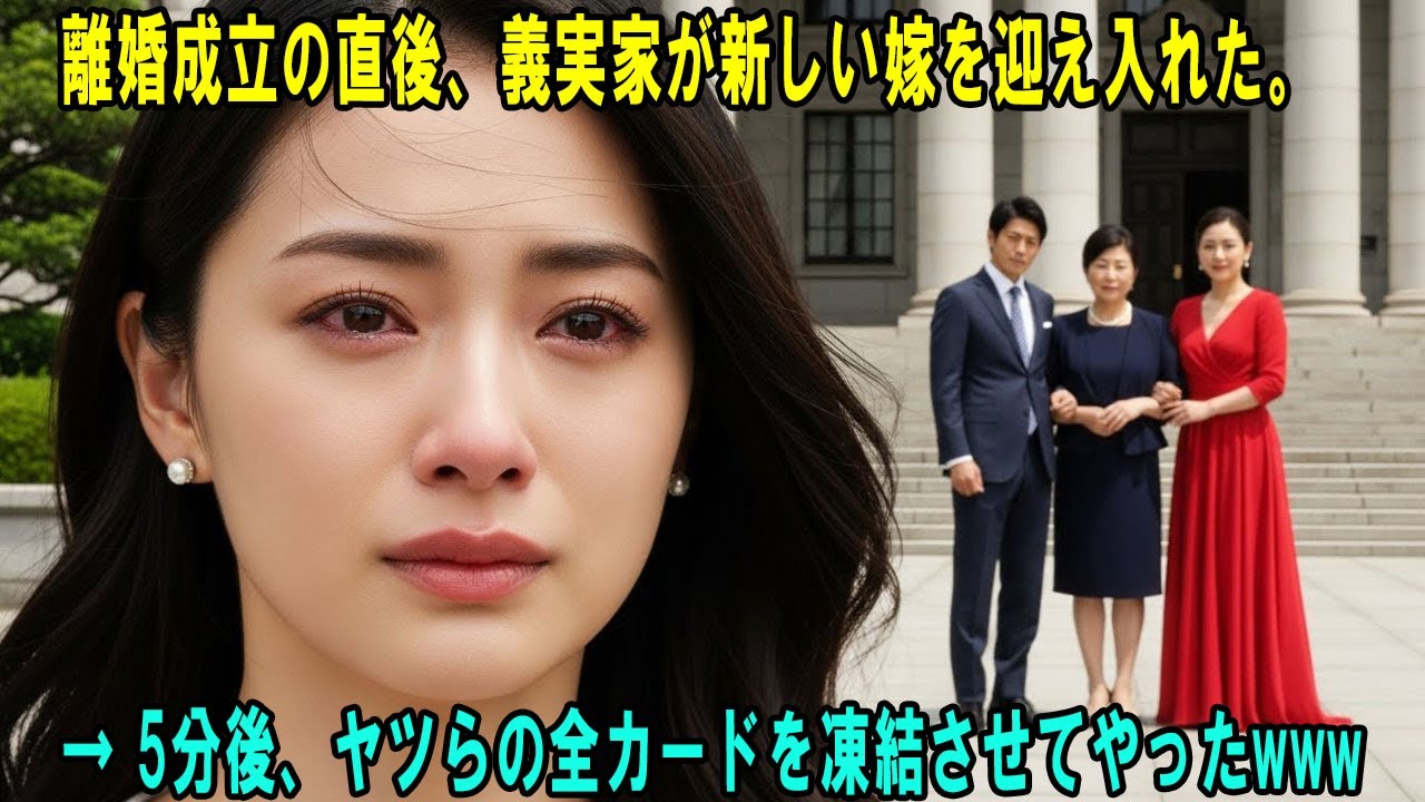 離婚成立の直後、義実家が新しい嫁を迎え入れた。→ 5分後、ヤツらの全カードを凍結させてやったwww #感動の物語 #AIストーリー