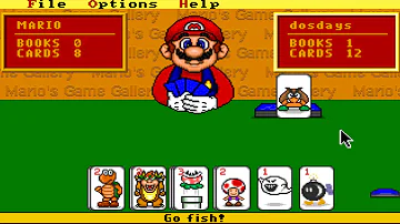 Beating Mario in a card game [Go Fish] (Mario's Game Gallery - MS-Dos, 1995)