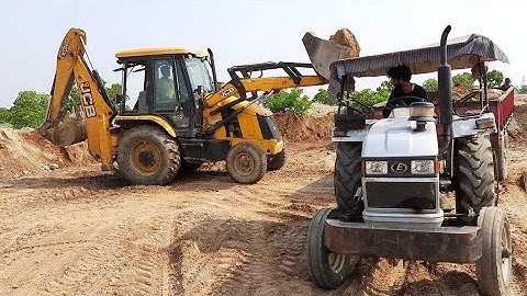 Eicher 380 Super Plus Tractor With Fully Loaded Soil By Jcb 3dx Machine | All about Tractors and Jcb