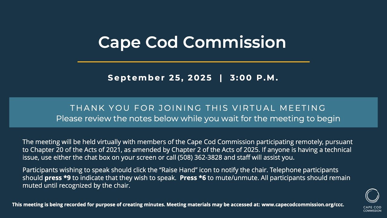 Cape Cod Commission Meeting, 09/25/2025 - YouTube