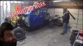 Pt. 59 CAT Swapped F350 Gets 5&quot; Strait Pipe. Making AN Transmission Cooler Lines