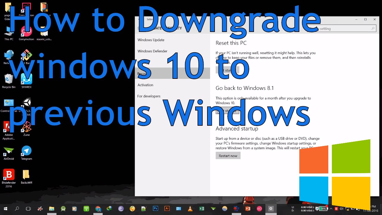 How to Downgrade Windows 10 to previous version of Windows - YouTube