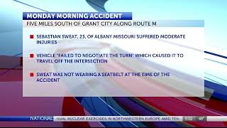 Man suffers moderate injuries in single vehicle crash
