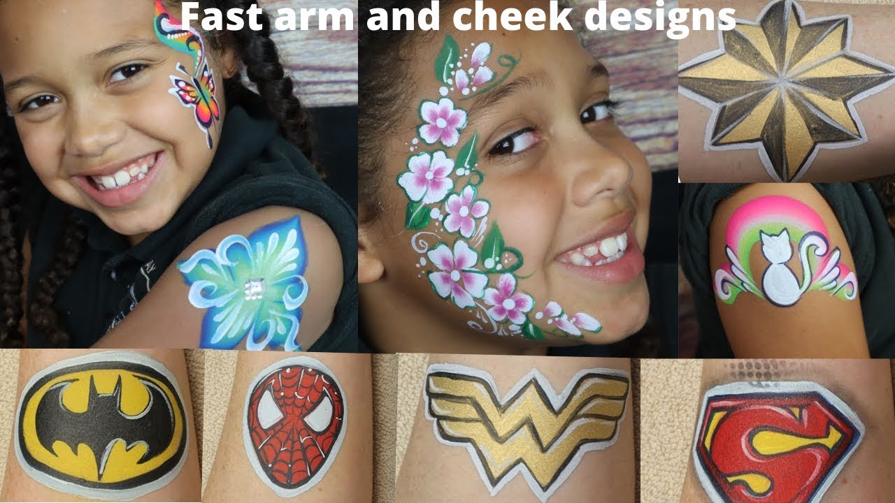 How To Face Paint! Fast Arm And Cheek Designs Super Hero Logos And Pretty  Designs - Youtube