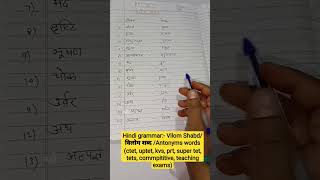 hindi grammar -vilom shabd/Antonyms (ctet,uptet,kvs, prt,sup.tet,b.ed,comp.exams)shortshorts???✍️