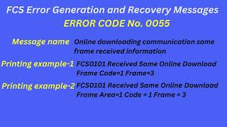 FCS Error Generation and Recovery Messages Error code 0055