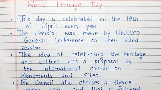 Write 10 lines on World Heritage Day | Short essay | English