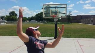 Trick shot backwards 3 point shot