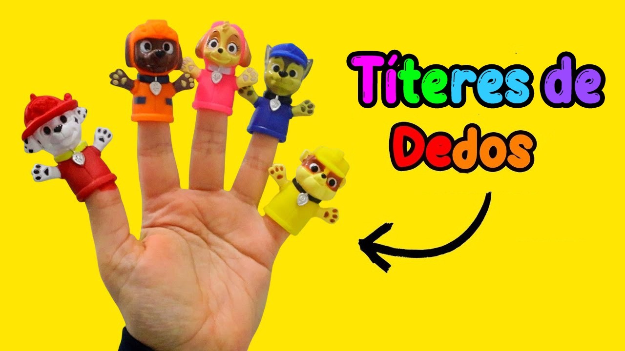 Familia Dedos de Colores de Patrulla Canina + Coloreamos a Marshall, Chase,  Skye