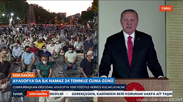Erdoğan'ın tarihi ve ilmi muhteşem Ayasofya açılış konuşması. Ayasofya artık hür elhamdulillah! - HD