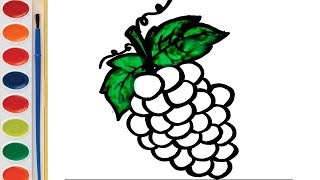 Grapes Coloring and Drawing Learn Colors For Kids & Toddlers Learn Fruits Name