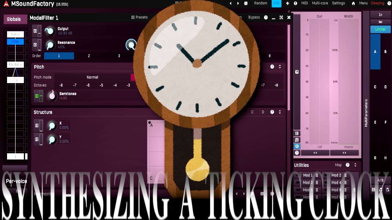 Tick Tock Clock Synthesis in MSoundfactory YouTube