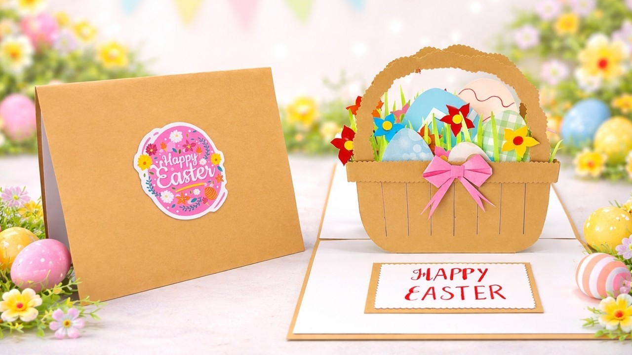 How to Make Pop Up Easter Card 🐣 Easter Basket Tutorial | Easy DIY ...