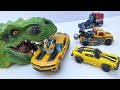 Transformers Optimus vs. (POWER RANGERS) Bumblebee Movie Animation Robot Truck Toys Monster JURASSIC