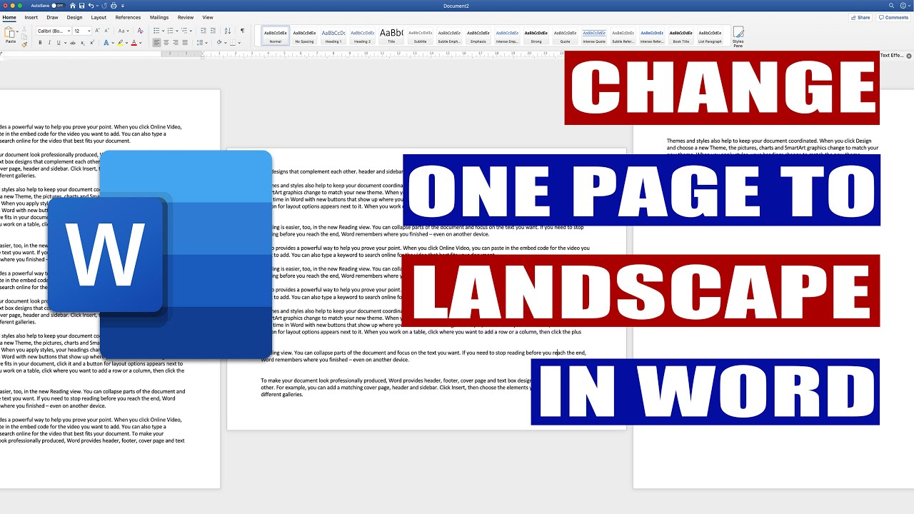 2011how to change orientation of one page in word