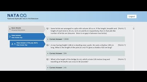 NATA paper 2 official Answer key || 11th July 2021 ||