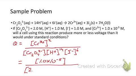 Voltaic Cell EMF Under Non-Standard Conditions