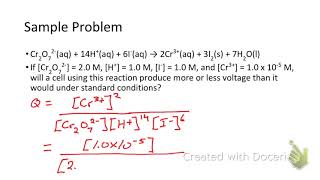 Voltaic Cell EMF Under Non-Standard Conditions
