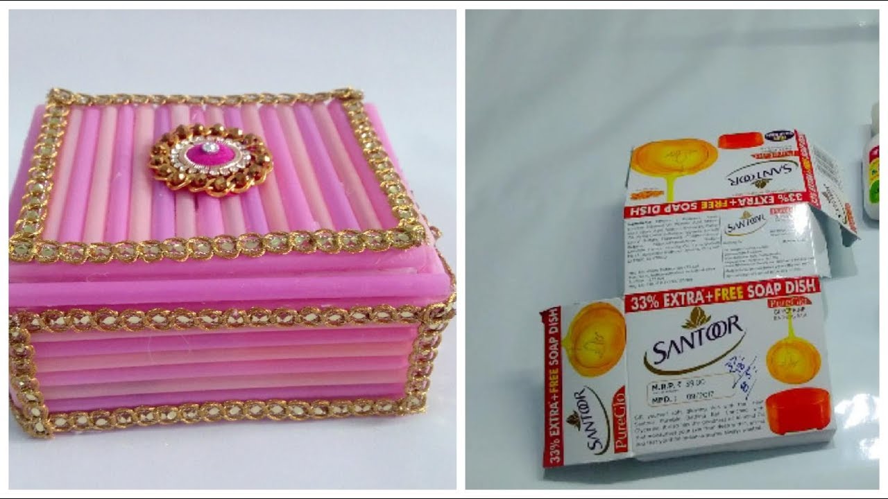 Best out of waste jewellery box using soap boxRecycled craftDIY