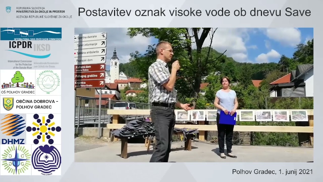 Postavitev oznake visoke vode ob dnevu Save v Polhovem Gradcu