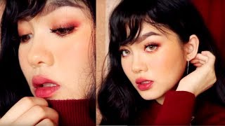 SOFT ROMANTIC HOLIDAYS MAKEUP + FAUX BANGS | Jessica Vu screenshot 1