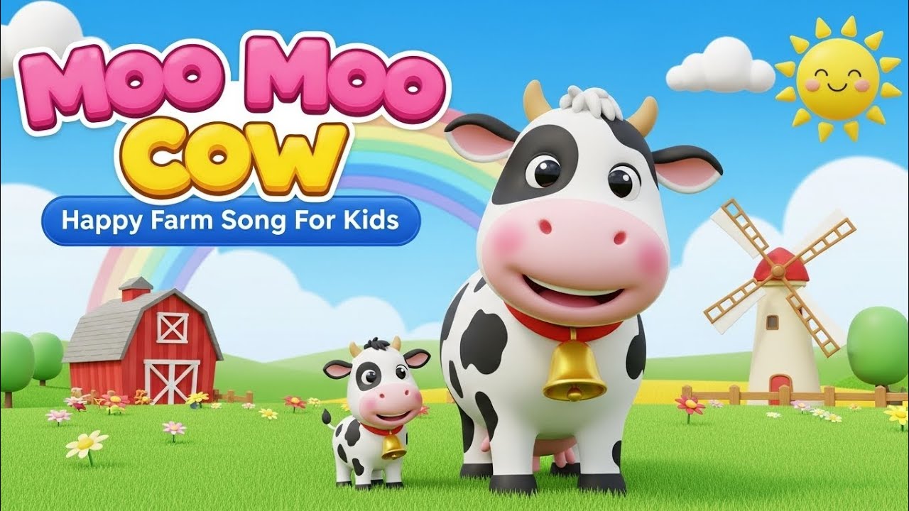 Moo Moo Cow 🐄 | Happy Farm Song for Kids | Nursery Rhymes