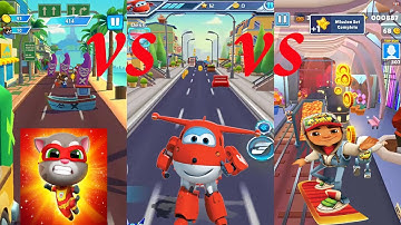 Talking TOM Hero Dash vs Super Wings Jett Run vs Subway Surf - Run Game - Game Google Play