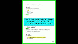 CPC CODING EXAM MEDICAL CODING PRACTICE TEST STUDY GUIDE 25 MUST MEMORIZE QUESTIONS REVIEW 2026.