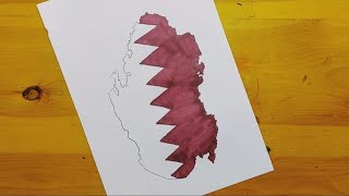 رسم اليوم الوطني القطري || رسم خريطه قطر 1