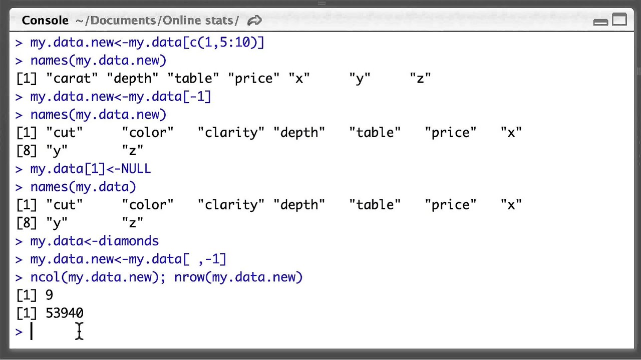 Selecting And Removing Columns From R Dataframes YouTube