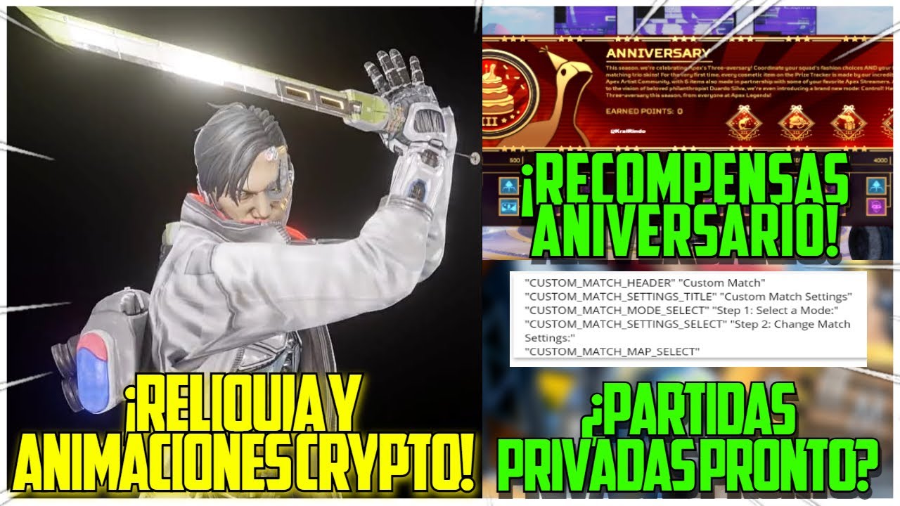 FILTRACIONES: ¡RELIQUIA CRYPTO Y ANIMACIONES + EVENTO ANIVERSARIO! ¡Y MÁS!  APEX LEGENDS TEMPORADA 12