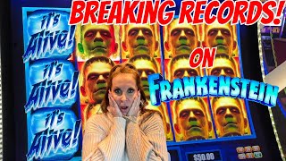 World Records on the NEW Frankenstein Slot! $50 max bet spins! Was it a good record?😅