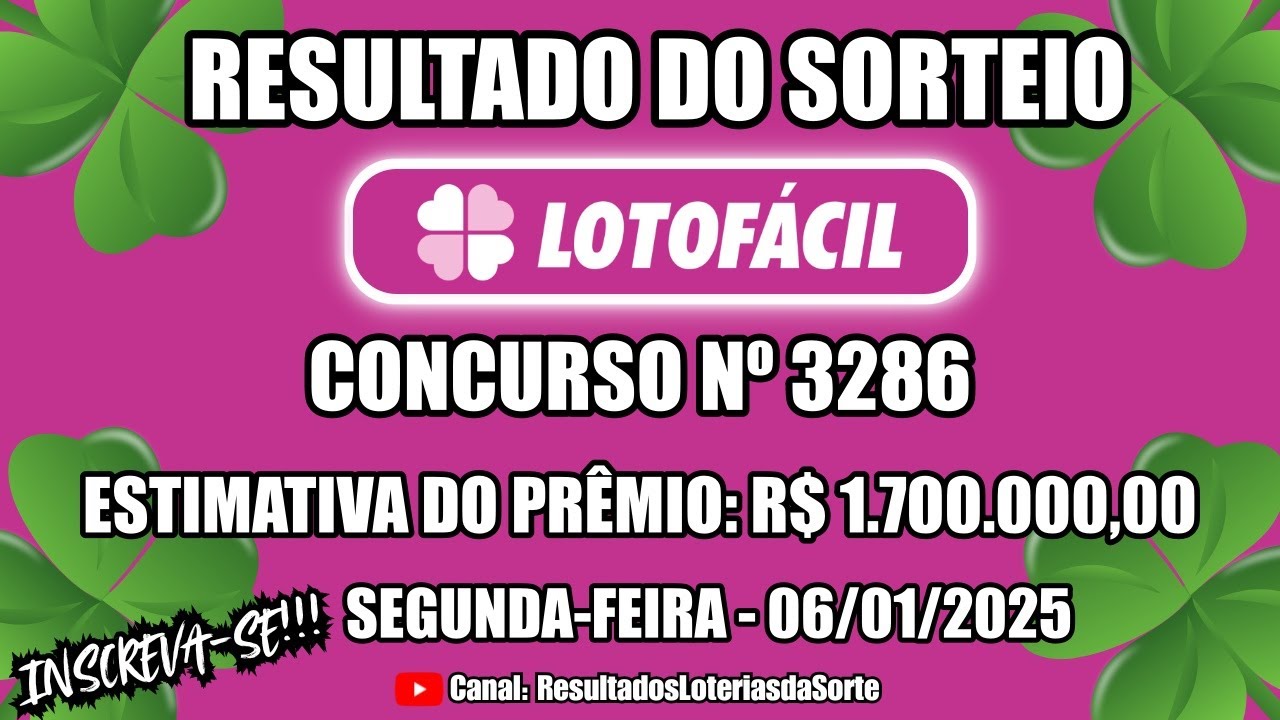 🍀 Resultado do Sorteio da Lotofácil - Concurso nº 3286 - Confira os ...