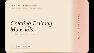 CAP Certification: Creating Training Materials