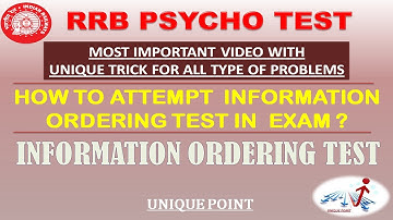 RRB NTPC PSYCHO TEST | INFORMATION ORDERING TEST (COMMON TRICK FOR ALL PROBLEM)