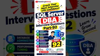 SQL Server DBA Interview Questions | #job #sql #coding #learnsql | @madesimplemssql