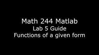 Math 244 Lab 5 Intro - Equations of a given form Profile