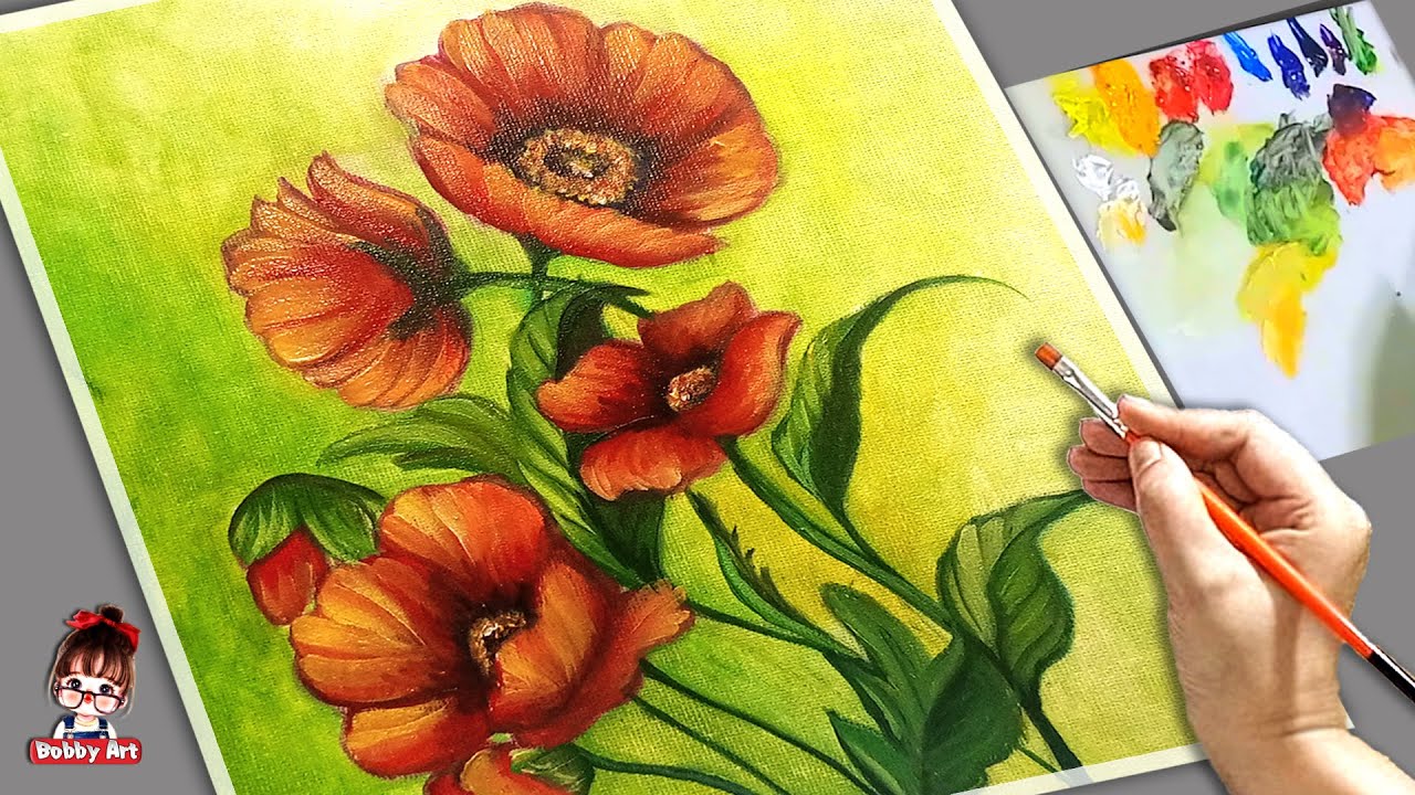 Step by Step Poppy Flower / The Easiest way to draw a Poppy Flower