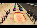 Ramps Jump In City Epic Showdown 20 Cars And Superheroes Spiderman Team Vs Trevor Team GTA V Mod