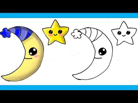 Come disegnare una luna carina con le stelle