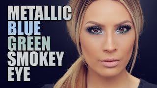 Metallic Blue Green Smokey Eye