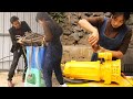 天才女孩给牛场老板修电泵，等待小牛长大~😘The pump of an owner of cattle farm was broken!｜林果儿