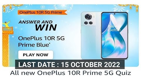 Amazon OnePlus 10R 5G Quiz Answers Today |3 October 2022 | Daily Quiz Time