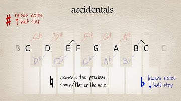 Accidentals: Sharps ♯, Flats ♭, Naturals ♮