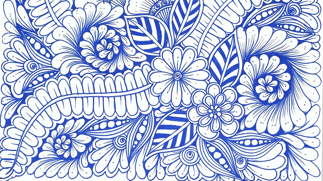 🌸 How to draw easy floral zentangle for beginners 🌸 Zentangle art 🌸