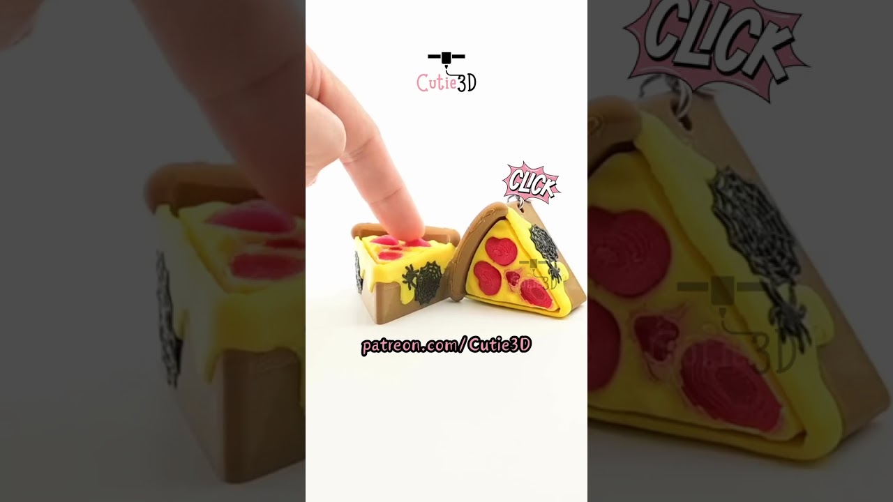 🍕🎃 Halloween Pizza Slice Keycap Fidget Clicker Keychain 